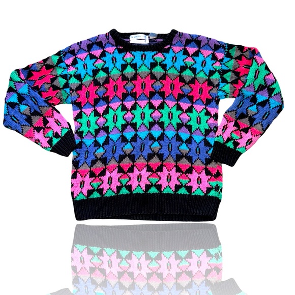 Vintage 80’s Northern Isles Hand Knit Heavy Sweater: Geomteric Shapes: Medium - Picture 1 of 7